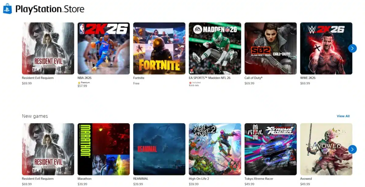 playstation store screen